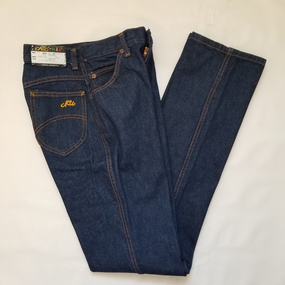 Vintage 27x34 NOS 70s Chic HIS High Waist Straight Leg Denim Mom Jeans - Picture 1 of 10
